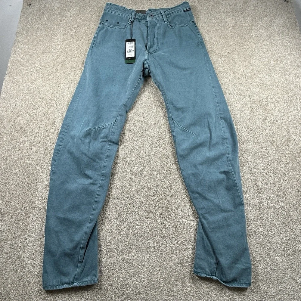 G-Star Raw Mens Arc 3D Jeans Size 28x32 Rainbow Foliage Green Steer Ecru Denim